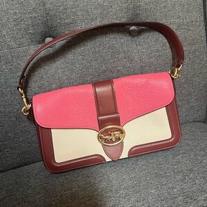 Coach leather Georgie shoulder bag; color chalk/confetti pink multi